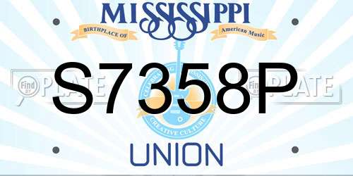 S7358P Mississippi License Plate