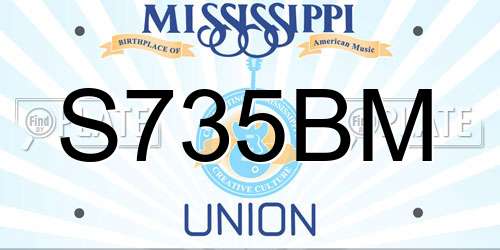 S735BM Mississippi License Plate