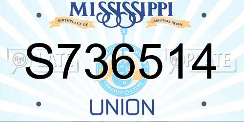S736514 Mississippi License Plate