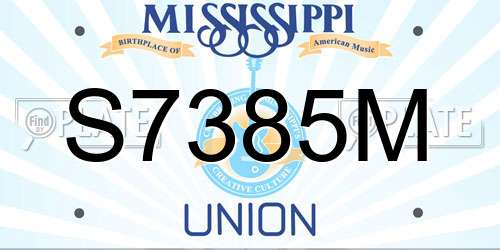 S7385M Mississippi License Plate