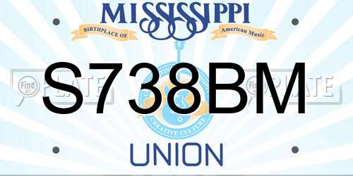 S738BM Mississippi License Plate