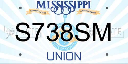 S738SM Mississippi License Plate