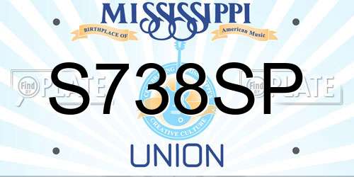 S738SP Mississippi License Plate