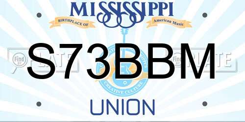 S73BBM Mississippi License Plate