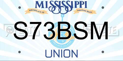 S73BSM Mississippi License Plate