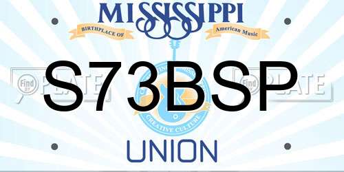 S73BSP Mississippi License Plate