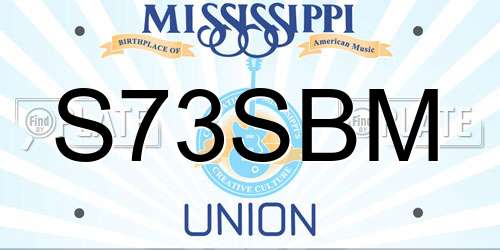 S73SBM Mississippi License Plate