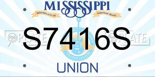 S7416S Mississippi License Plate
