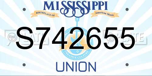 S742655 Mississippi License Plate