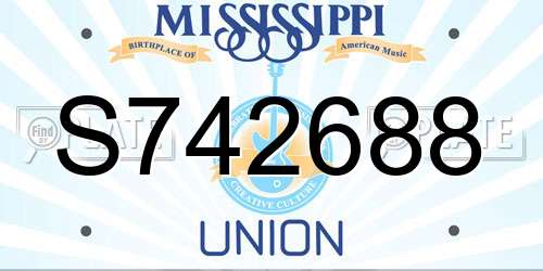S742688 Mississippi License Plate