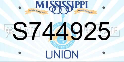S744925 Mississippi License Plate
