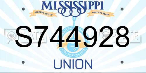 S744928 Mississippi License Plate