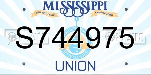 S744975 Mississippi License Plate