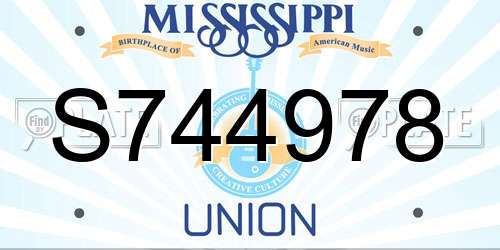 S744978 Mississippi License Plate