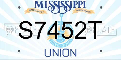 S7452T Mississippi License Plate