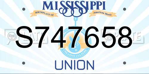S747658 Mississippi License Plate