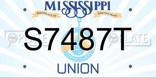 S7487T Mississippi License Plate