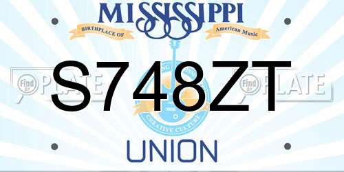 S748ZT Mississippi License Plate