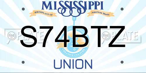 S74BTZ Mississippi License Plate