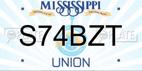 S74BZT Mississippi License Plate