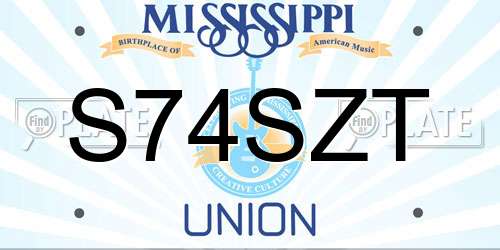 S74SZT Mississippi License Plate