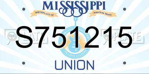 S751215 Mississippi License Plate