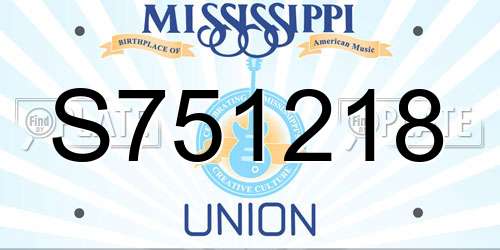 S751218 Mississippi License Plate