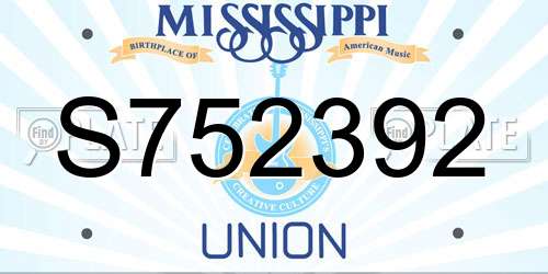 S752392 Mississippi License Plate