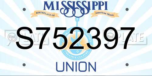 S752397 Mississippi License Plate