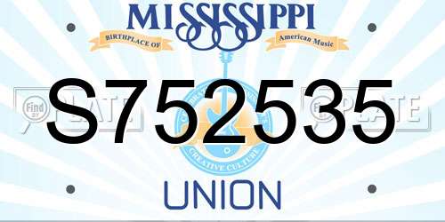 S752535 Mississippi License Plate