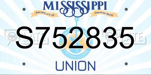 S752835 Mississippi License Plate