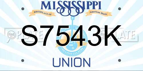S7543K Mississippi License Plate
