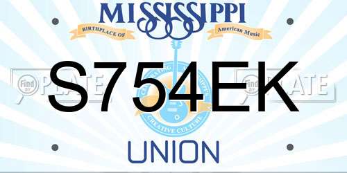 S754EK Mississippi License Plate