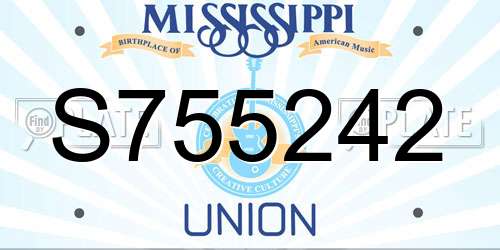 S755242 Mississippi License Plate