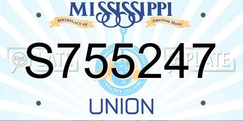 S755247 Mississippi License Plate