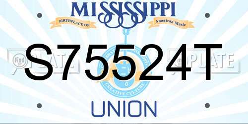 S75524T Mississippi License Plate
