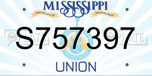 S757397 Mississippi License Plate