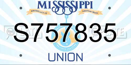 S757835 Mississippi License Plate