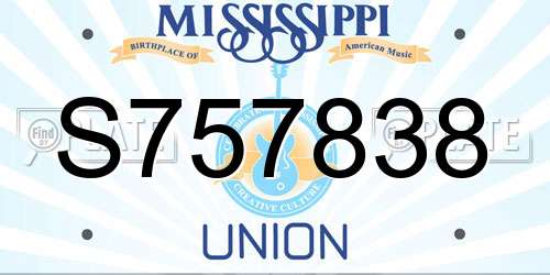 S757838 Mississippi License Plate