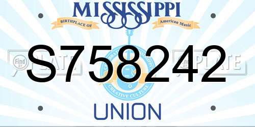 S758242 Mississippi License Plate