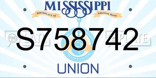 S758742 Mississippi License Plate