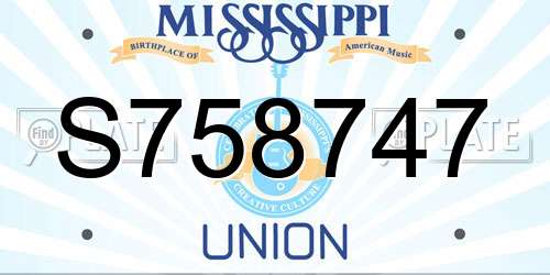 S758747 Mississippi License Plate