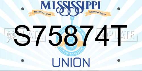 S75874T Mississippi License Plate