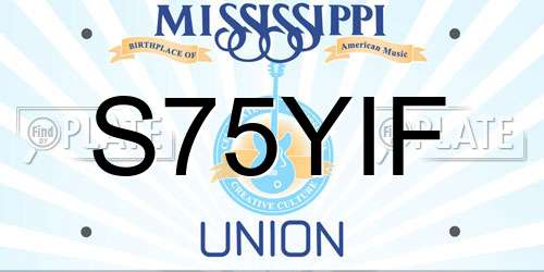 S75YIF Mississippi License Plate