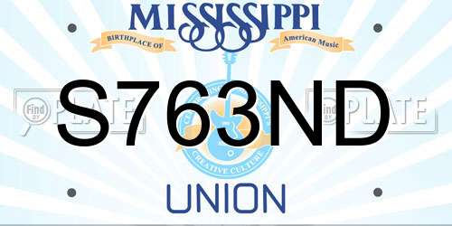 S763ND Mississippi License Plate
