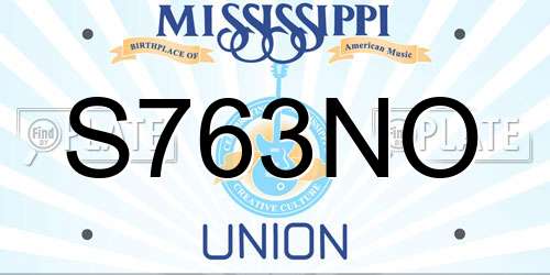 S763NO Mississippi License Plate