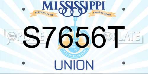 S7656T Mississippi License Plate
