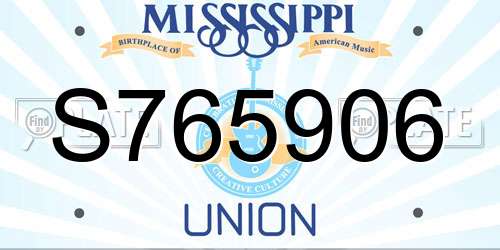 S765906 Mississippi License Plate