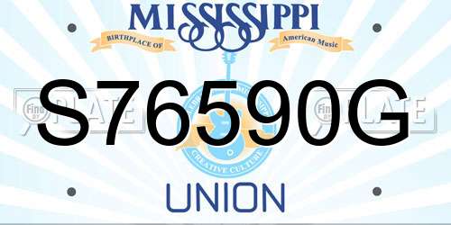 S76590G Mississippi License Plate