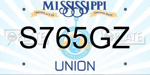 S765GZ Mississippi License Plate